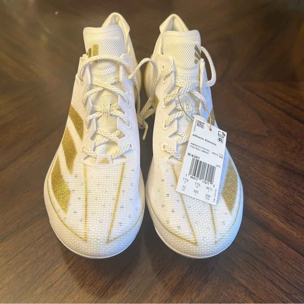 Adidas Men's Adizero 13.0, White/Gold Metallic/White, Size 12 New